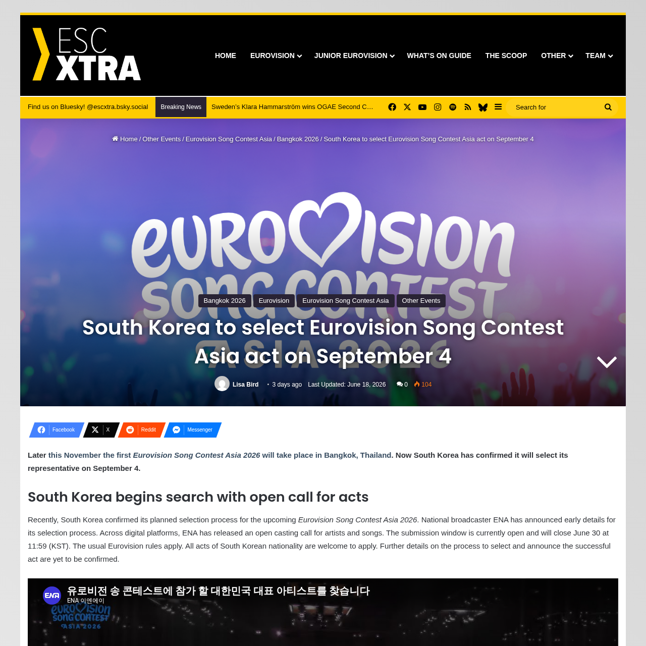 ESCXtra June 18 report on South Korea's Eurovision Song Contest Asia open call