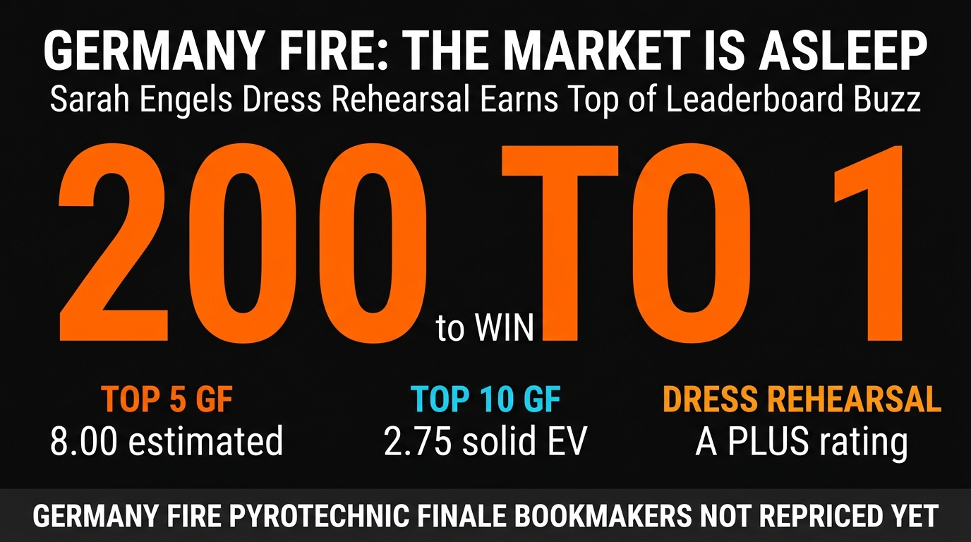 Germany Fire dress rehearsal Grand Final value bet infographic Eurovision 2026