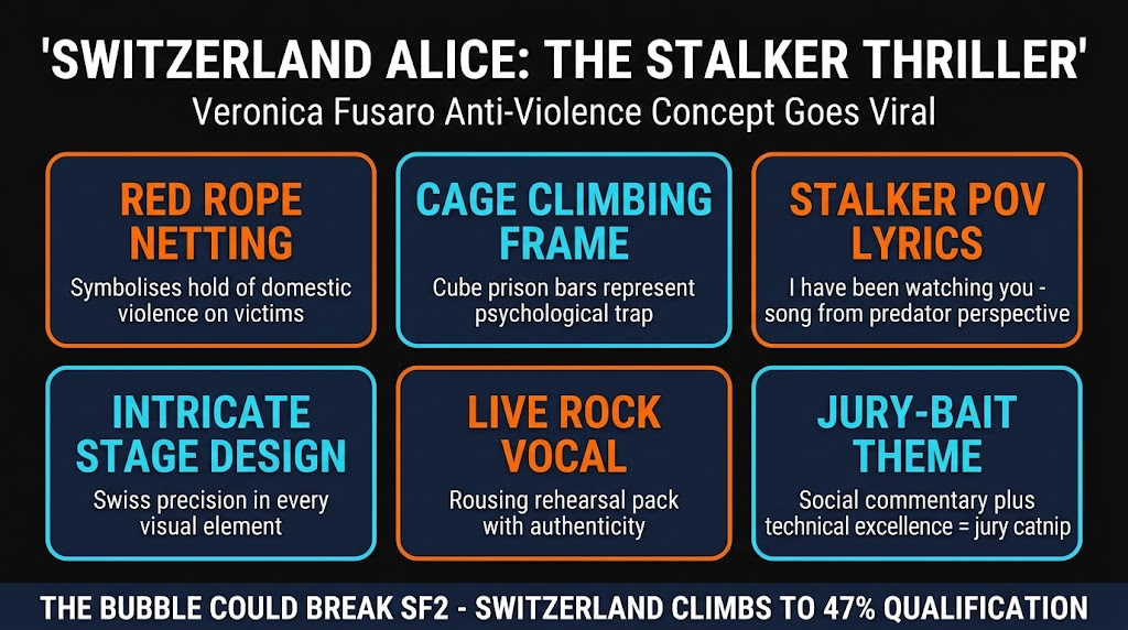 Switzerland Eurovision 2026 Alice stalker thriller staging breakdown