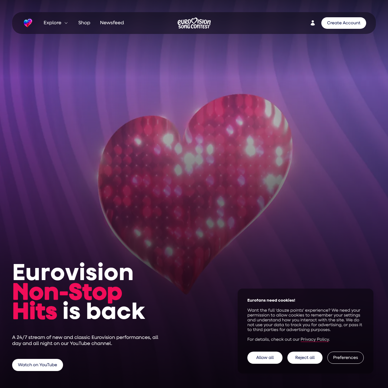 Official eurovision.com homepage