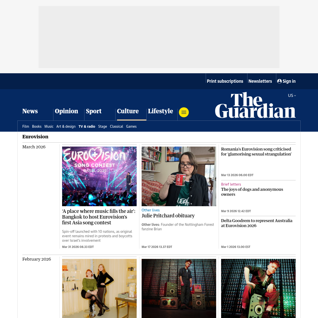 The Guardian Eurovision news and reviews section, a leading UK broadsheet covering the contest