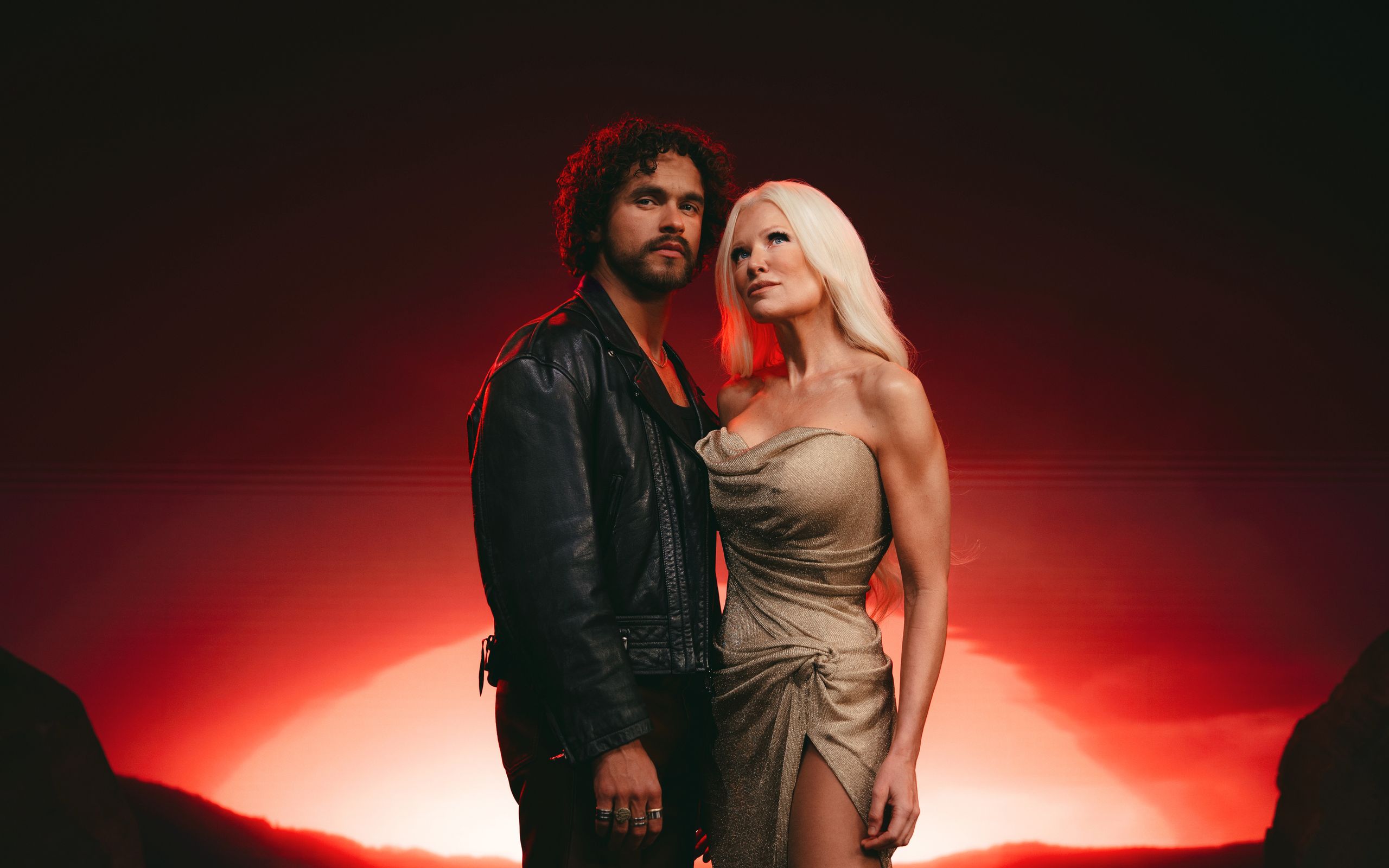 Linda Lampenius and Pete Parkkonen official Eurovision 2026 press photo — Finland Liekinheitin