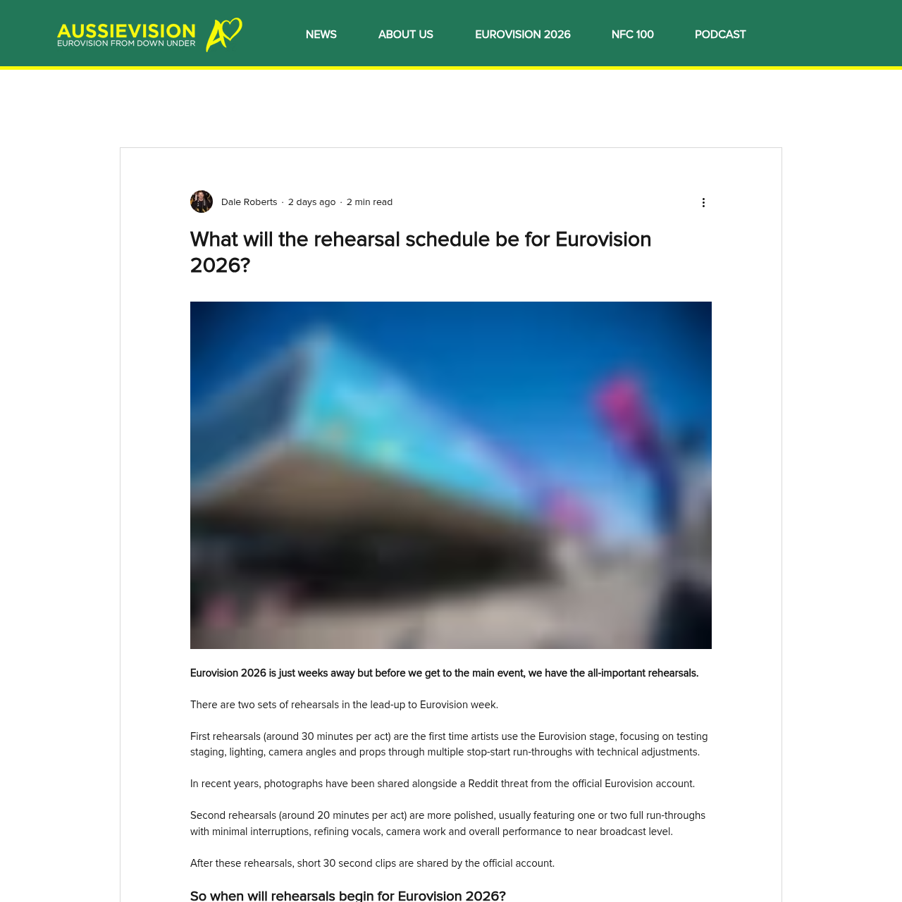 Aussievision's detailed Eurovision 2026 rehearsal timetable